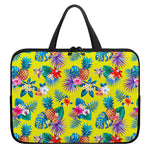 Lime Hawaiian Pineapple Pattern Print Laptop Sleeve With Handle
