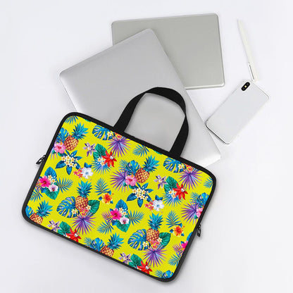 Lime Hawaiian Pineapple Pattern Print Laptop Sleeve With Handle
