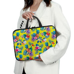 Lime Hawaiian Pineapple Pattern Print Laptop Sleeve With Handle