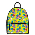 Lime Hawaiian Pineapple Pattern Print Leather Backpack