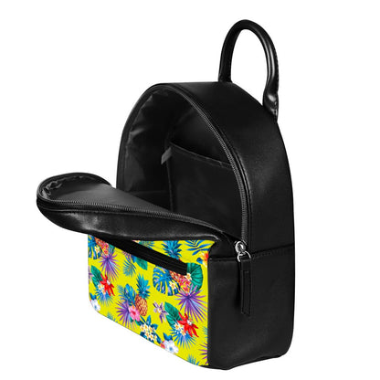 Lime Hawaiian Pineapple Pattern Print Leather Backpack