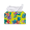 Lime Hawaiian Pineapple Pattern Print Leather Tissue Box Cover