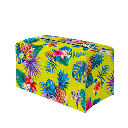 Lime Hawaiian Pineapple Pattern Print Leather Tissue Box Cover