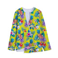 Lime Hawaiian Pineapple Pattern Print Long Sleeve Short Coat