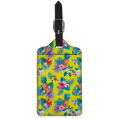 Lime Hawaiian Pineapple Pattern Print Luggage Tag