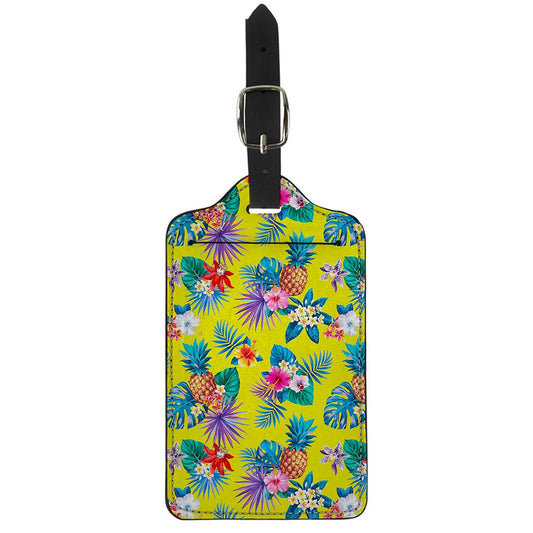 Lime Hawaiian Pineapple Pattern Print Luggage Tag