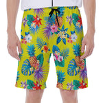 Lime Hawaiian Pineapple Pattern Print Men's Beach Shorts