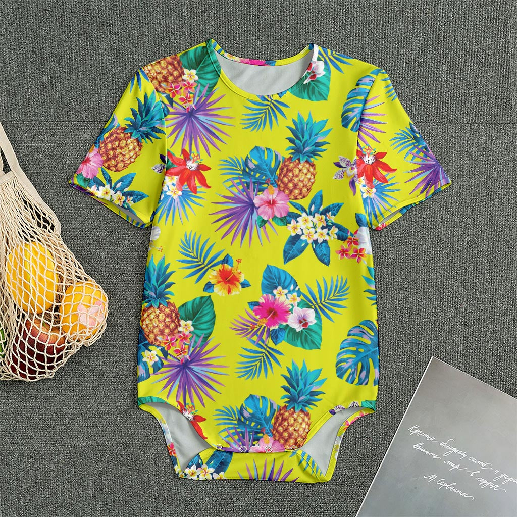 Lime Hawaiian Pineapple Pattern Print Men's Bodysuit