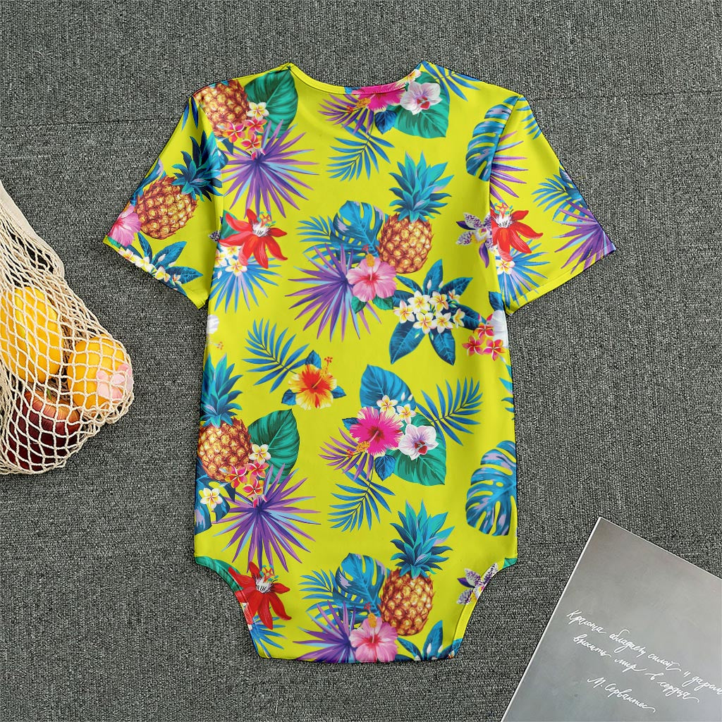 Lime Hawaiian Pineapple Pattern Print Men's Bodysuit