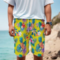Lime Hawaiian Pineapple Pattern Print Men's Cargo Shorts
