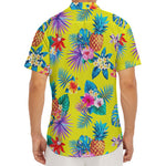 Lime Hawaiian Pineapple Pattern Print Men's Deep V-Neck Shirt