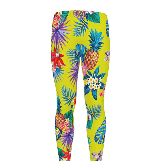 Lime Hawaiian Pineapple Pattern Print Men's leggings
