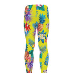 Lime Hawaiian Pineapple Pattern Print Men's leggings