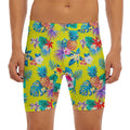 Lime Hawaiian Pineapple Pattern Print Men's Long Boxer Briefs