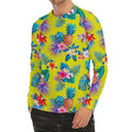 Lime Hawaiian Pineapple Pattern Print Men's Long Sleeve Rash Guard
