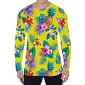 Lime Hawaiian Pineapple Pattern Print Men's Long Sleeve T-Shirt