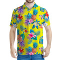 Lime Hawaiian Pineapple Pattern Print Men's Polo Shirt