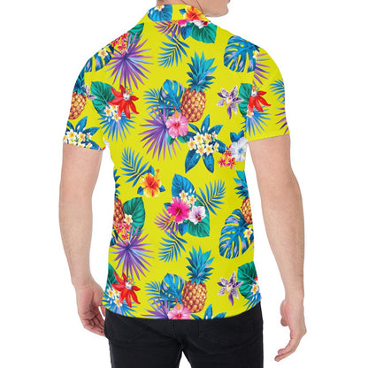 Lime Hawaiian Pineapple Pattern Print Men's Shirt