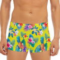 Lime Hawaiian Pineapple Pattern Print Men's Short Boxer Briefs