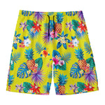 Lime Hawaiian Pineapple Pattern Print Men's Swim Trunks