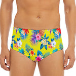 Lime Hawaiian Pineapple Pattern Print Men's Triangle Swim Briefs