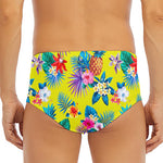 Lime Hawaiian Pineapple Pattern Print Men's Triangle Swim Briefs