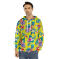 Lime Hawaiian Pineapple Pattern Print Men's Velvet Pullover Hoodie