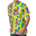 Lime Hawaiian Pineapple Pattern Print Men's Velvet T-Shirt