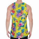 Lime Hawaiian Pineapple Pattern Print Men's Velvet Tank Top
