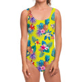 Lime Hawaiian Pineapple Pattern Print One Piece Swimsuit