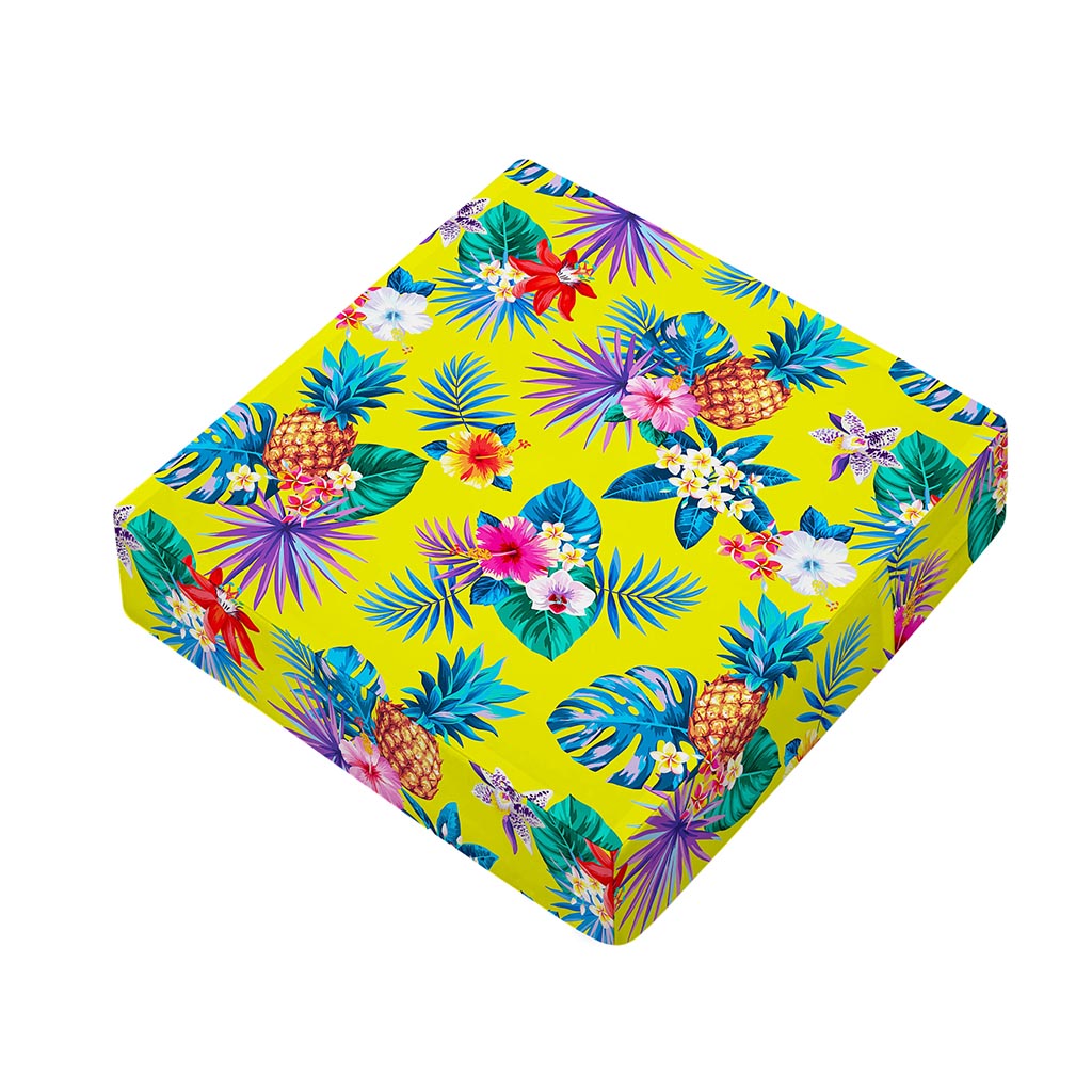 Lime Hawaiian Pineapple Pattern Print Outdoor Seat Cushion Cover