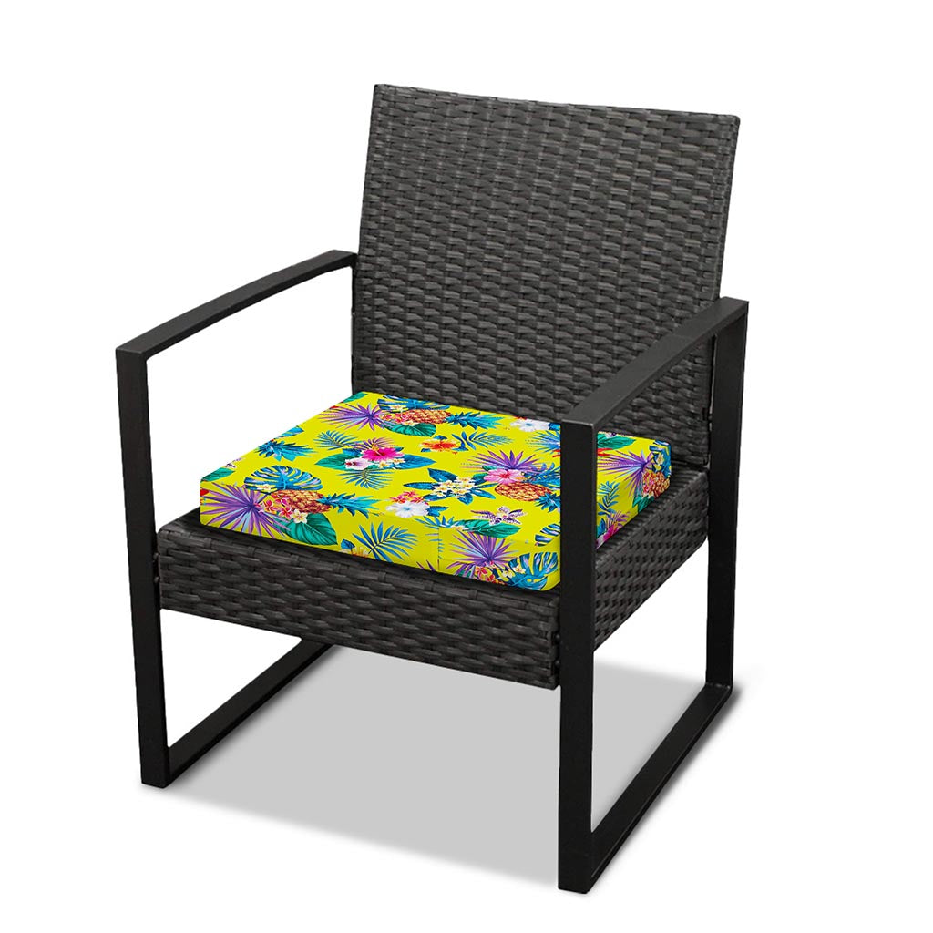 Lime Hawaiian Pineapple Pattern Print Outdoor Seat Cushion Cover