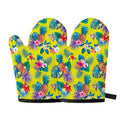 Lime Hawaiian Pineapple Pattern Print Oven Mitts