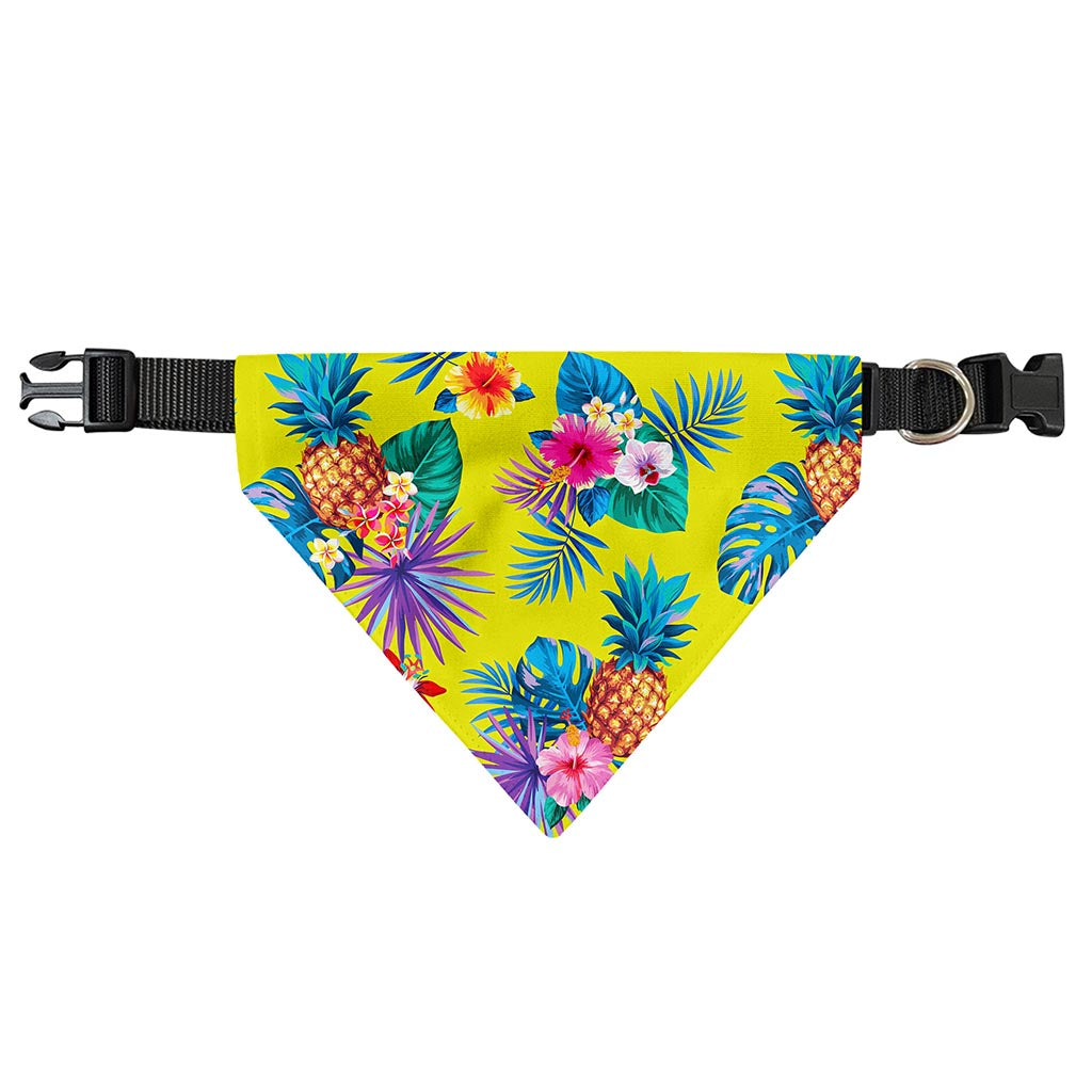 Lime Hawaiian Pineapple Pattern Print Over The Collar Dog Bandana