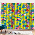 Lime Hawaiian Pineapple Pattern Print Pencil Pleat Curtains