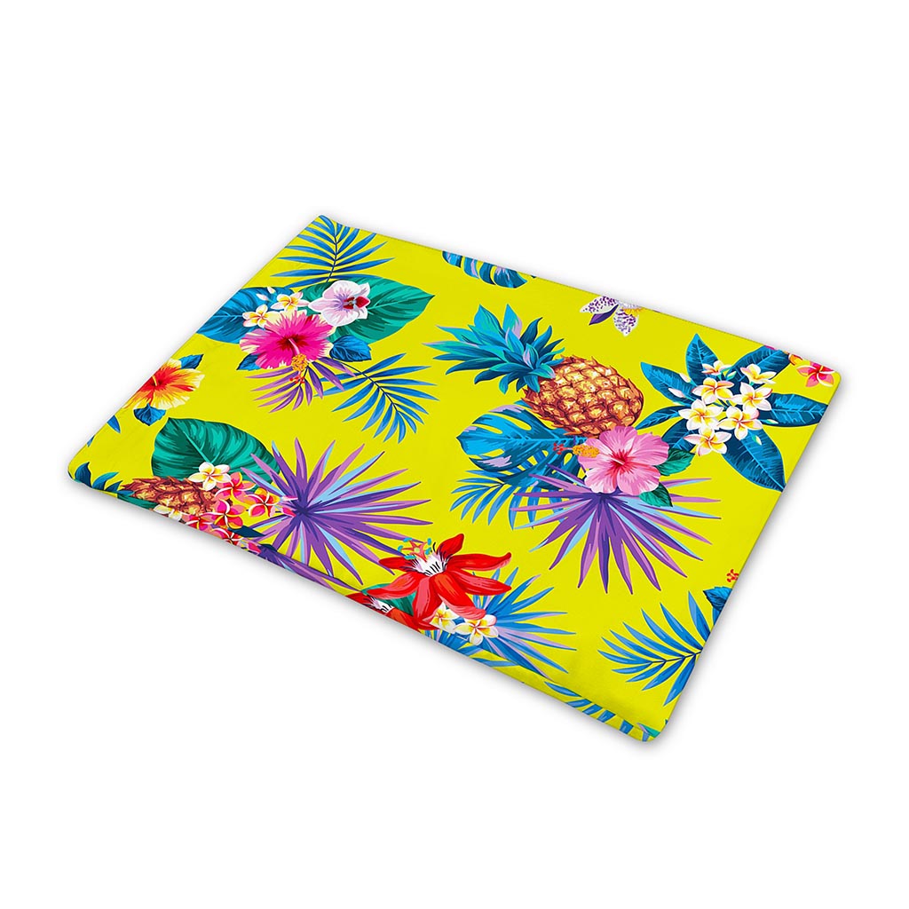 Lime Hawaiian Pineapple Pattern Print Pet Cooling Mat Cover