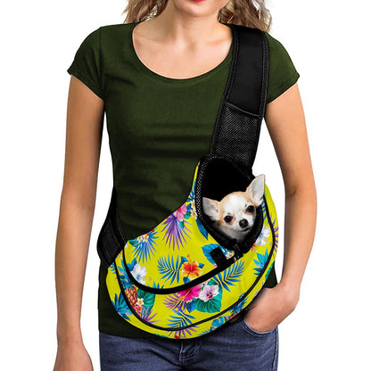 Lime Hawaiian Pineapple Pattern Print Pet Sling Carrier