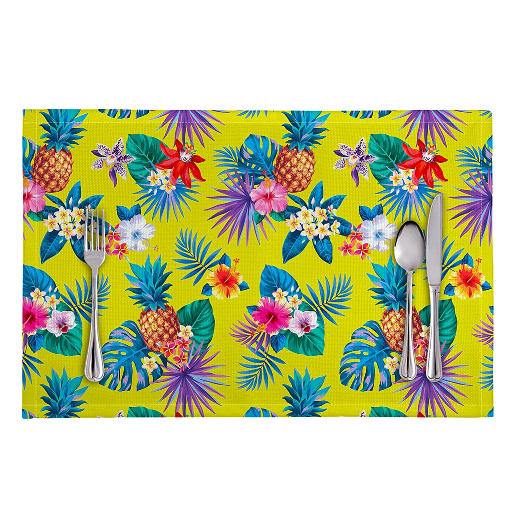 Lime Hawaiian Pineapple Pattern Print Placemat