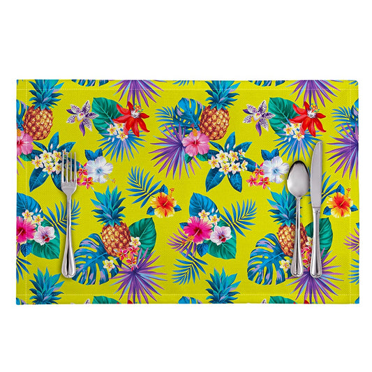 Lime Hawaiian Pineapple Pattern Print Placemat