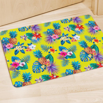 Lime Hawaiian Pineapple Pattern Print Polyester Doormat