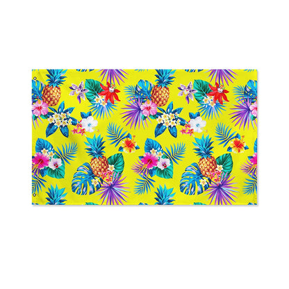 Lime Hawaiian Pineapple Pattern Print Polyester Flag