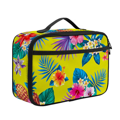 Lime Hawaiian Pineapple Pattern Print Portable Lunch Bag