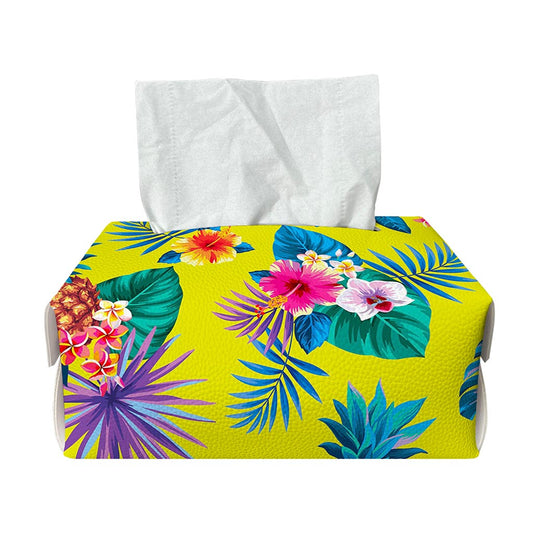 Lime Hawaiian Pineapple Pattern Print Rectangle Tissue Box Cover