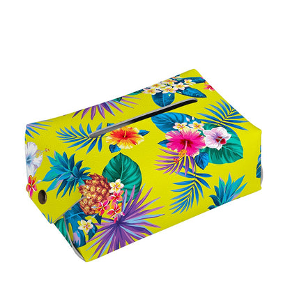 Lime Hawaiian Pineapple Pattern Print Rectangle Tissue Box Cover