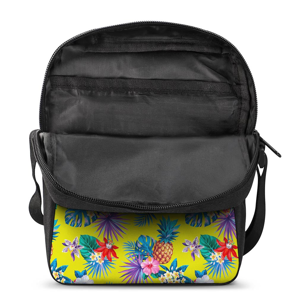 Lime Hawaiian Pineapple Pattern Print Rectangular Crossbody Bag