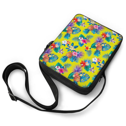 Lime Hawaiian Pineapple Pattern Print Rectangular Crossbody Bag