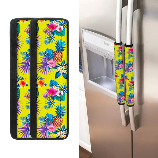 Lime Hawaiian Pineapple Pattern Print Refrigerator Handle Covers