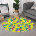 Lime Hawaiian Pineapple Pattern Print Round Rug