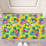 Lime Hawaiian Pineapple Pattern Print Rubber Doormat