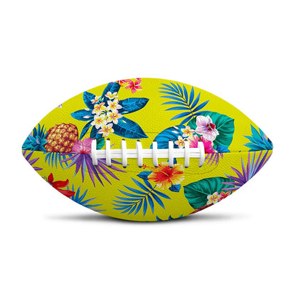 Lime Hawaiian Pineapple Pattern Print Rugby Ball